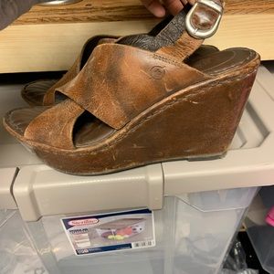 ONLY WORN ONCE - BORN WEDGES LEATHER!
